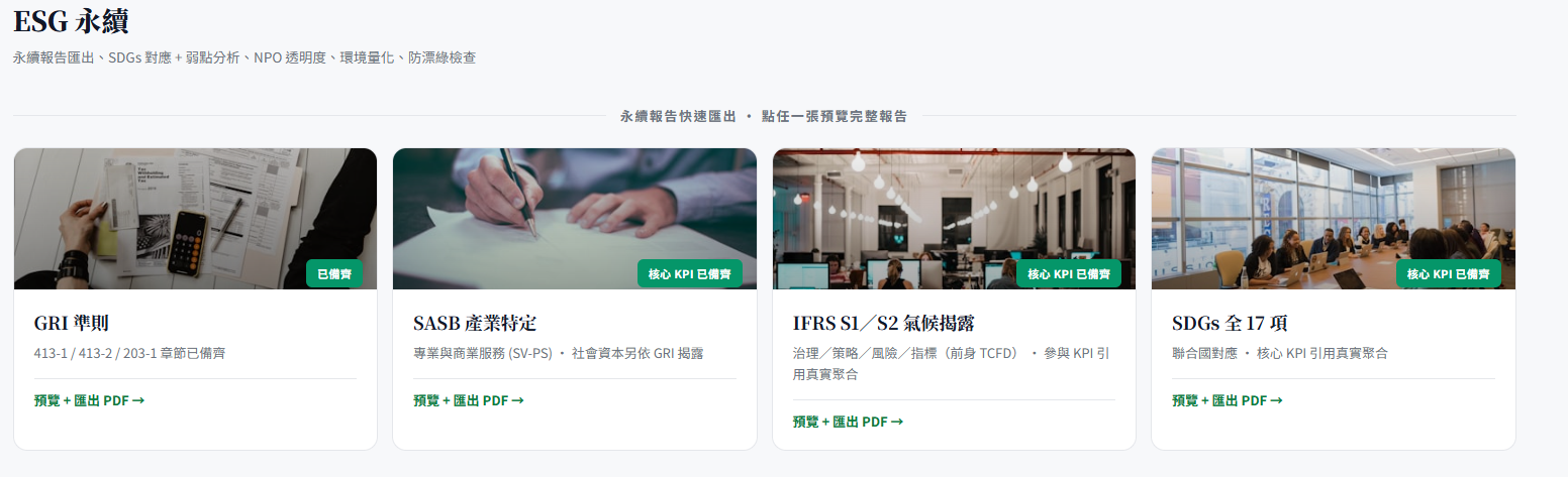 ESG永續報告功能